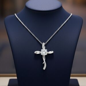 Moissanite 1 CT Cross Pendant Necklace